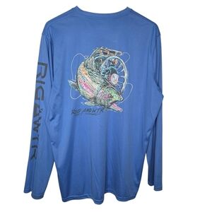 Rig And Water Performance Mens Blue Fisherman Long Sleeve Shirt Size XL